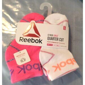 New Girl’s 6 Pack Reebok Quarter Cut Socks Shoe Size: 4-8 Small